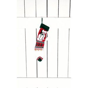 Vintage woven knit Christmas kitty cat stocking